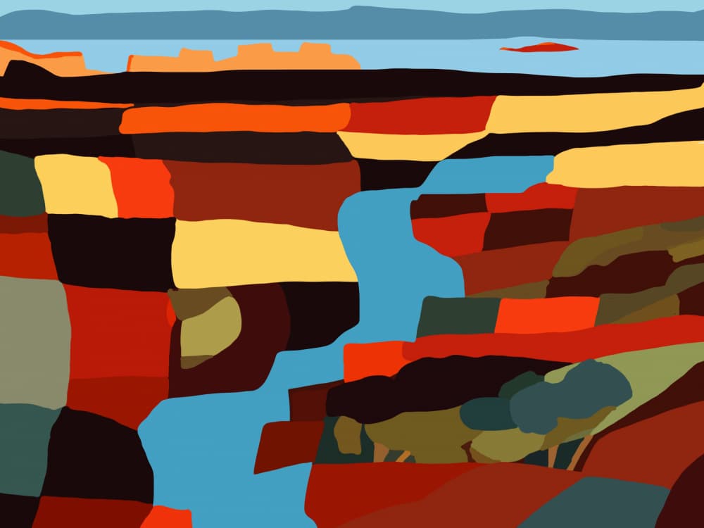 Colorful Canyon Layers by Little Dean — canvas wall art