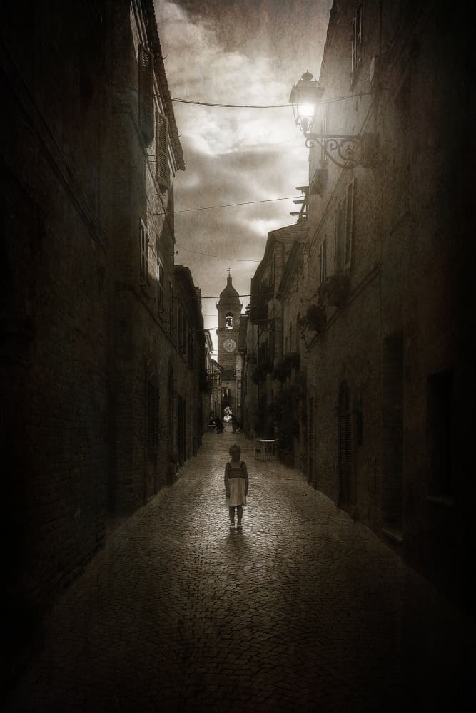 Lone Child Dark Alley by Filippo Manini — canvas wall art