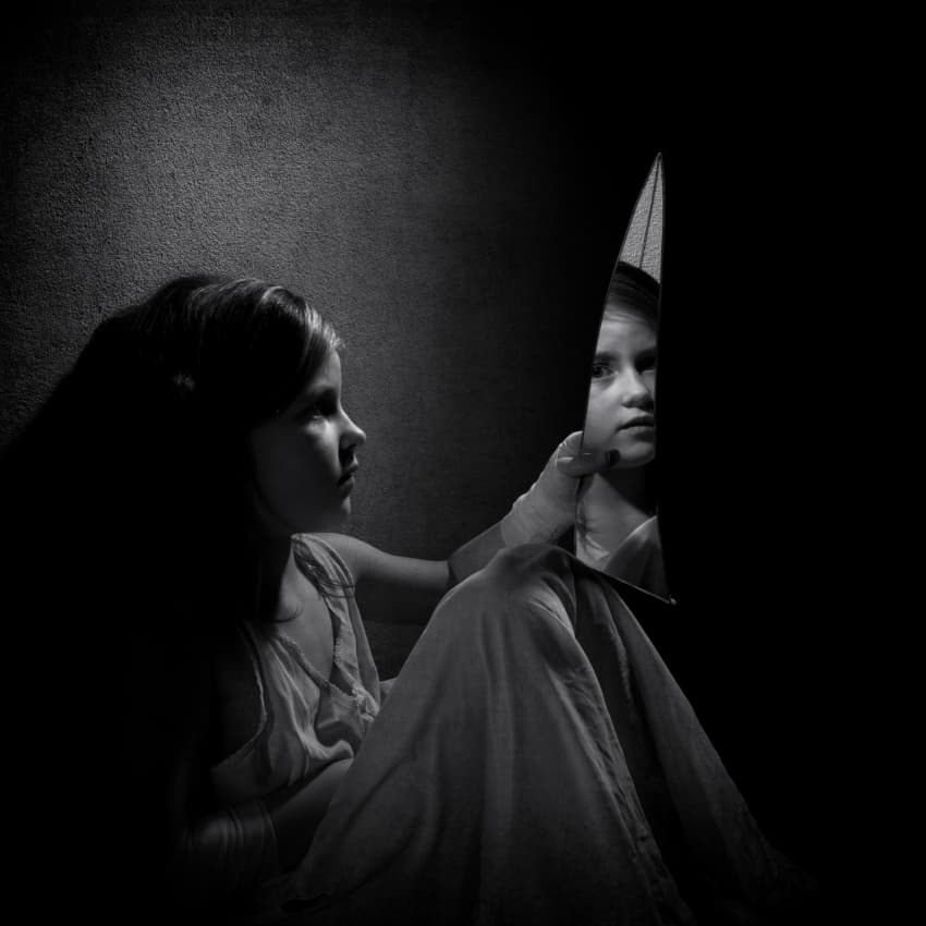 Girl's Quiet Reflection by Mirjam Delrue — canvas wall art