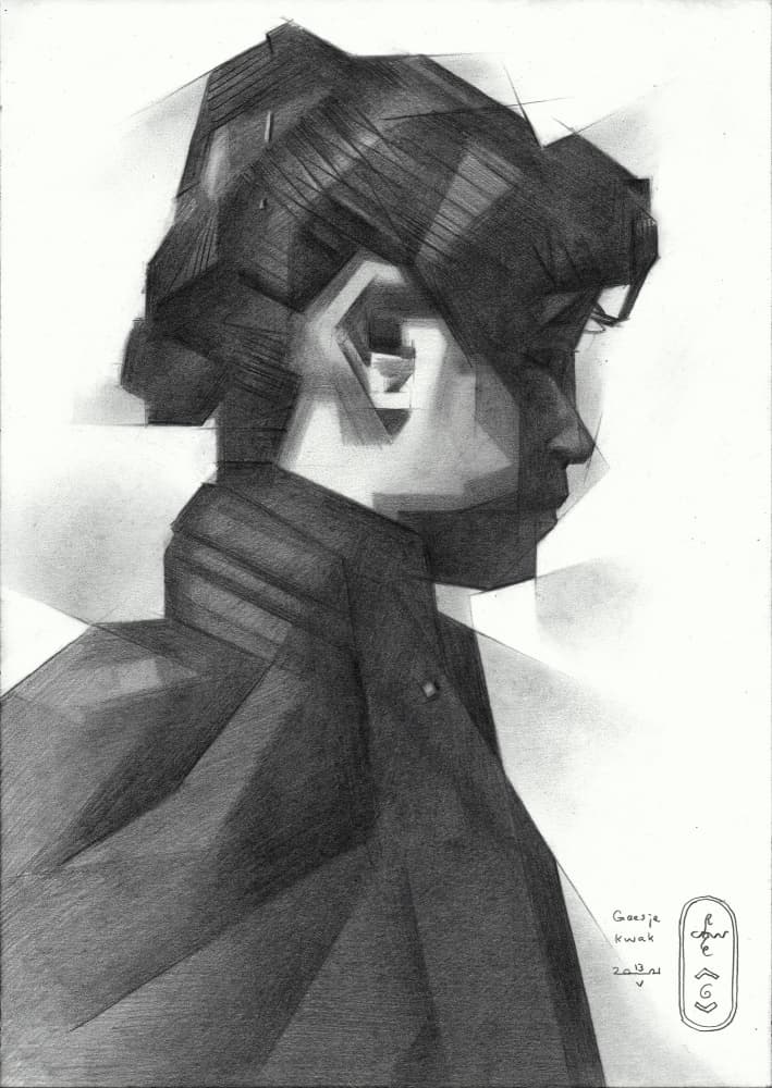 Geometric Woman Profile by Corné Akkers — canvas wall art