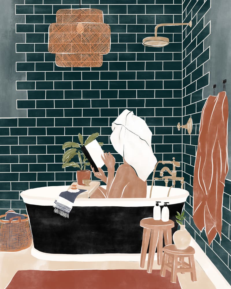 Relaxing Bath Time by Ivy Green Illustrations — canvas wall art