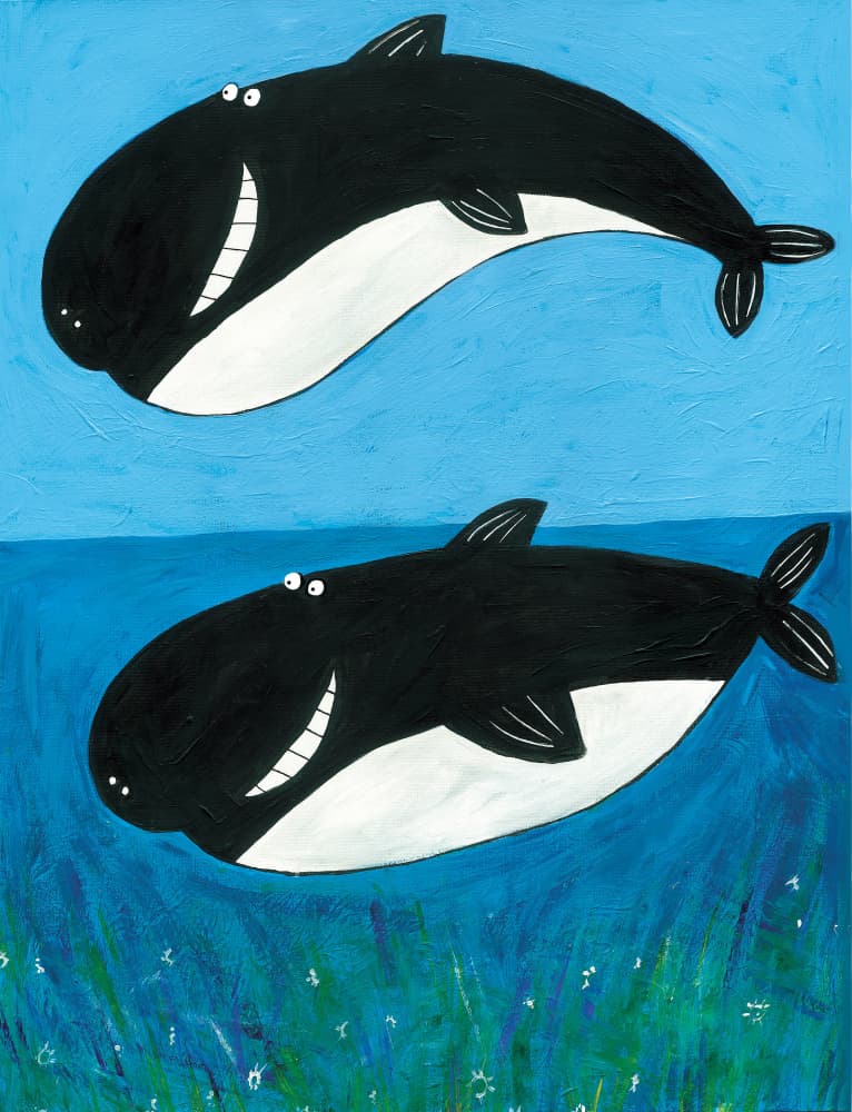 Smiling Ocean Whales by Carla Daly — canvas wall art