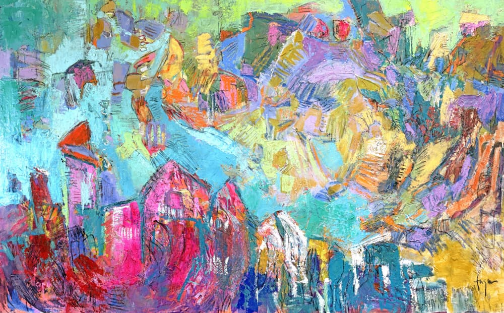 Vibrant City Abstract by Dorothy Fagan — canvas wall art