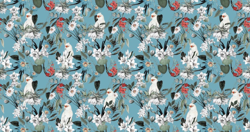 White Birds Tropical Flora by Marja van den Hurk — canvas wall art