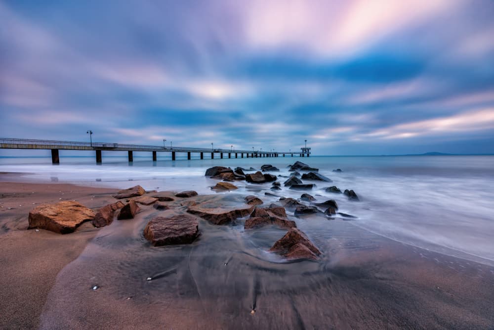 Tranquil Pier Twilight by Vasil Nanev — canvas wall art