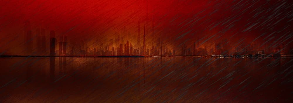 Fiery Cityscape Reflection by Carmine Chiriacò — canvas wall art