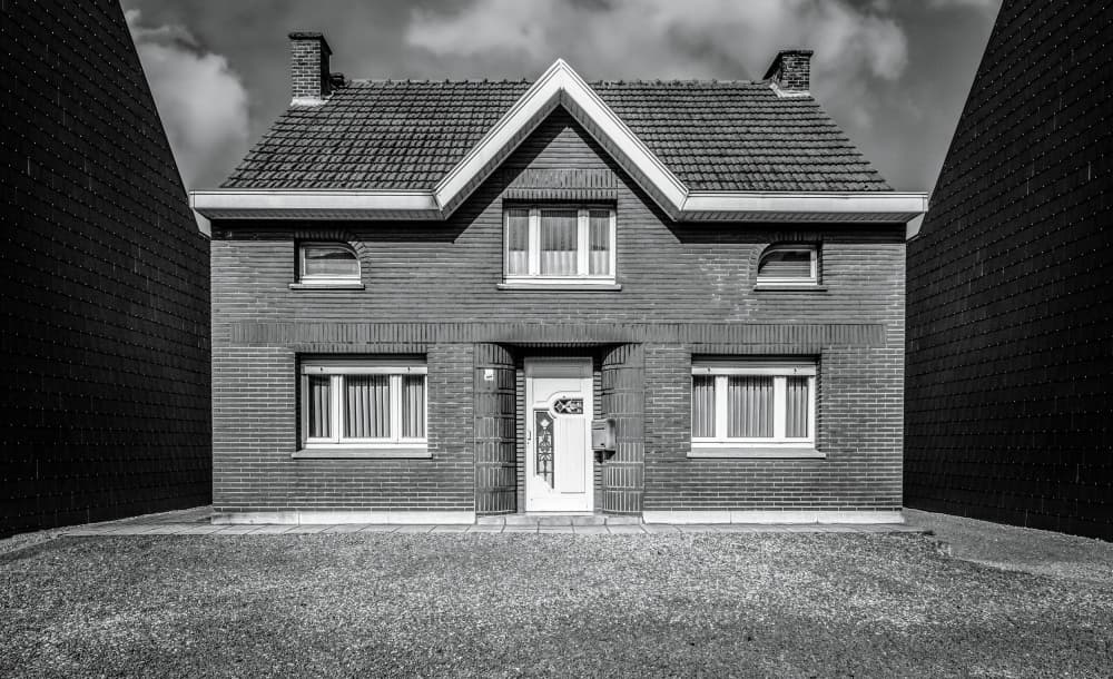 Symmetrical Brick House by Luc Vangindertael (laGrange) — canvas wall art