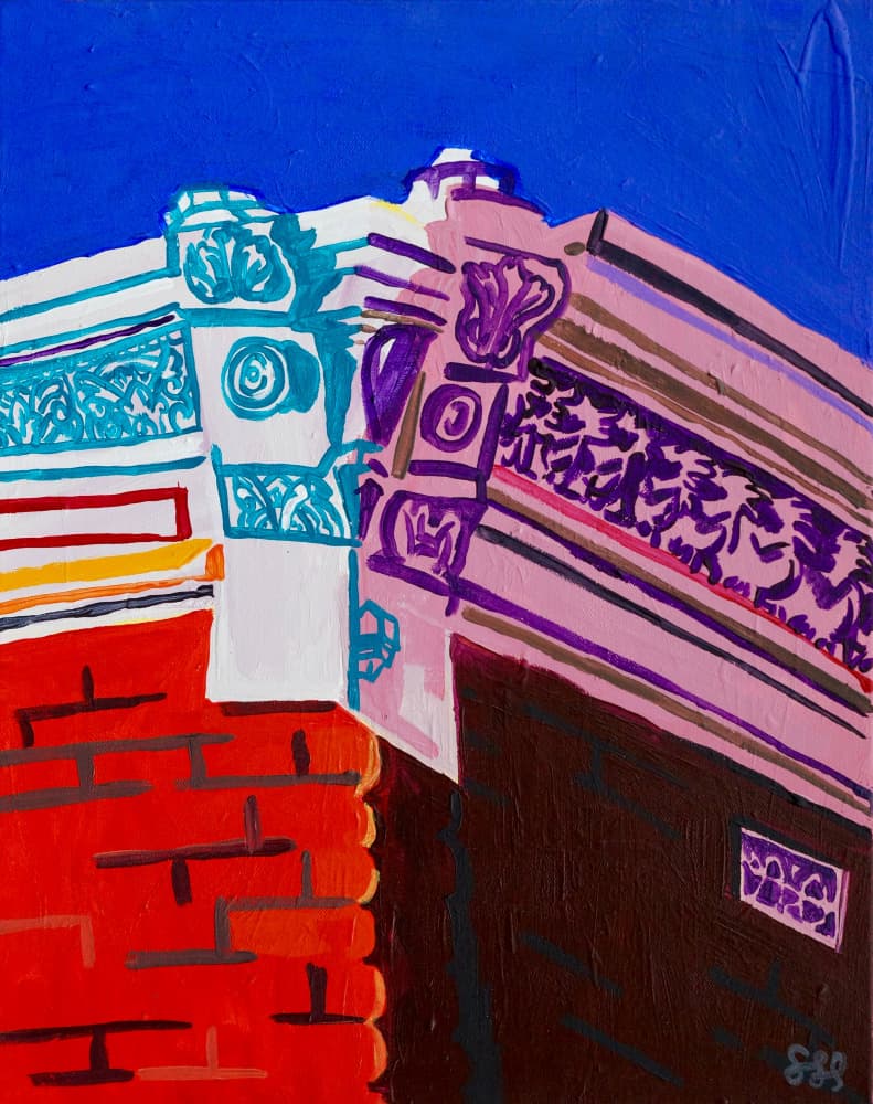 Colorful Building Corner by Steve Spencer — canvas wall art