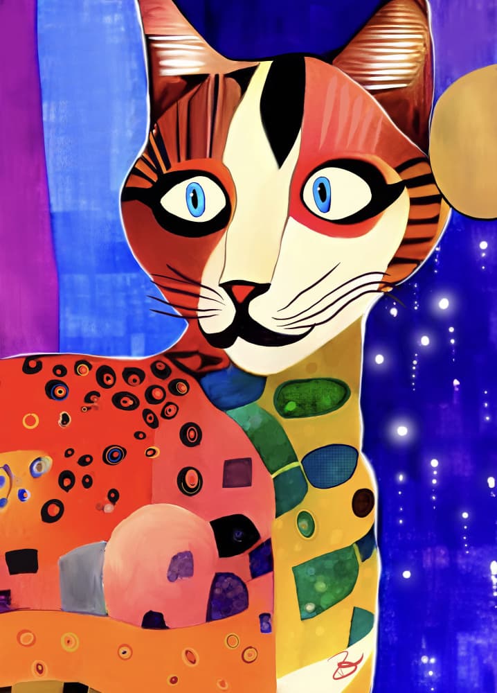 Colorful Abstract Cat by Ruth Day — canvas wall art