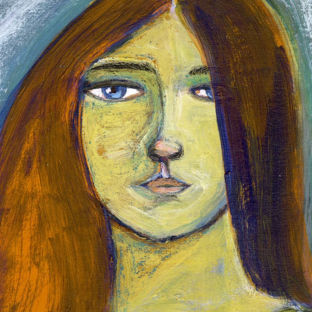Pensive Woman Portrait by Sharyn Bursic — canvas wall art