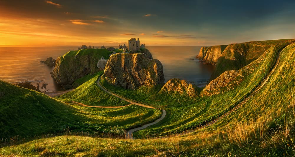 Dunnottar Castle Golden Hour by Krzysztof Browko — canvas wall art