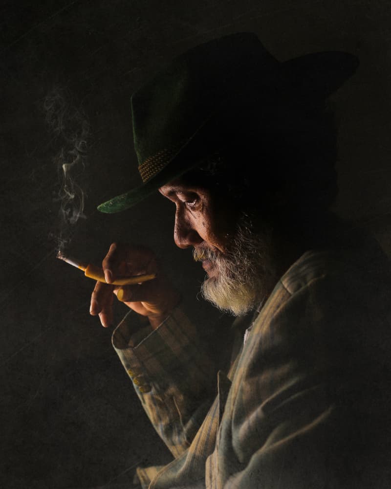 Pensive Man Smoking by Djayent Abdillah — canvas wall art