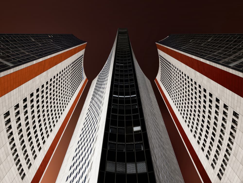 Towering Urban Architecture by Tomasz Buczkowski ( Tomush ) — canvas wall art