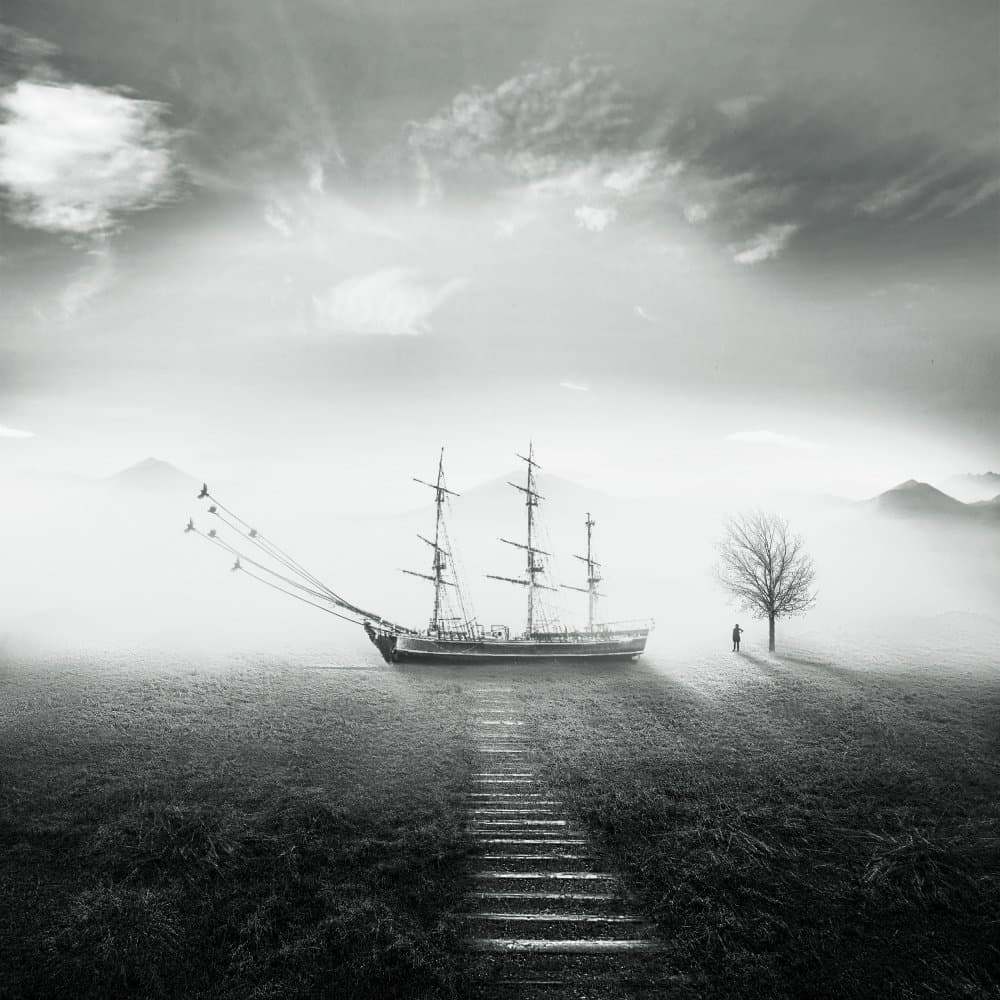 Surreal Ship Path by Hadi Malijani (Malenjani) — canvas wall art