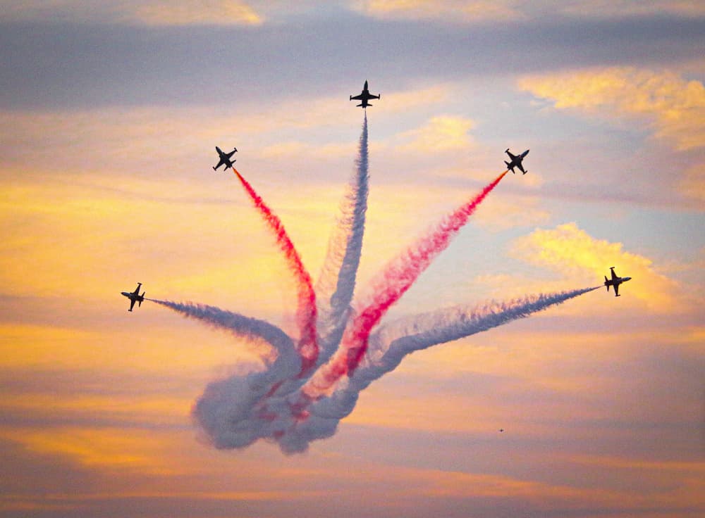 Fighter Jets Sunset Sky by AMIR ALI NAVADEH SHAHLA — canvas wall art