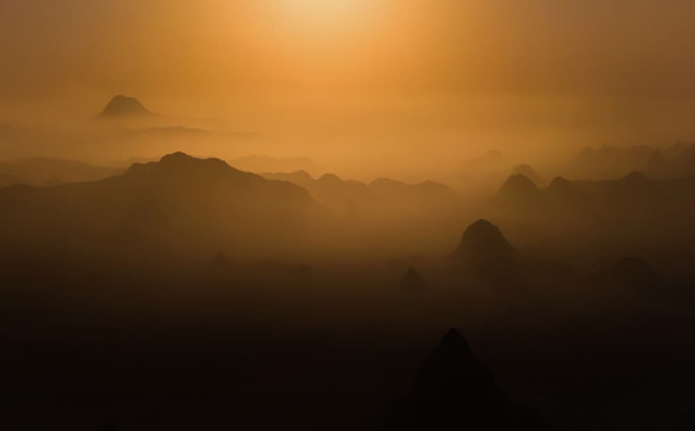 Misty Mountain Sunrise by Isam Telhami — canvas wall art