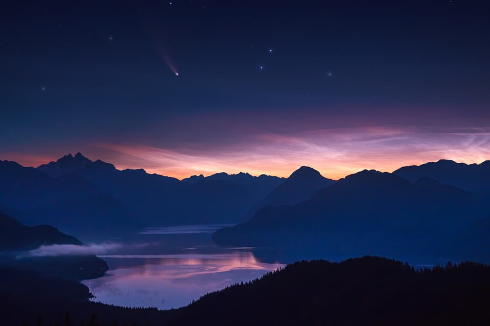 Comet Over Mountain Lake by Richard Liu — canvas wall art