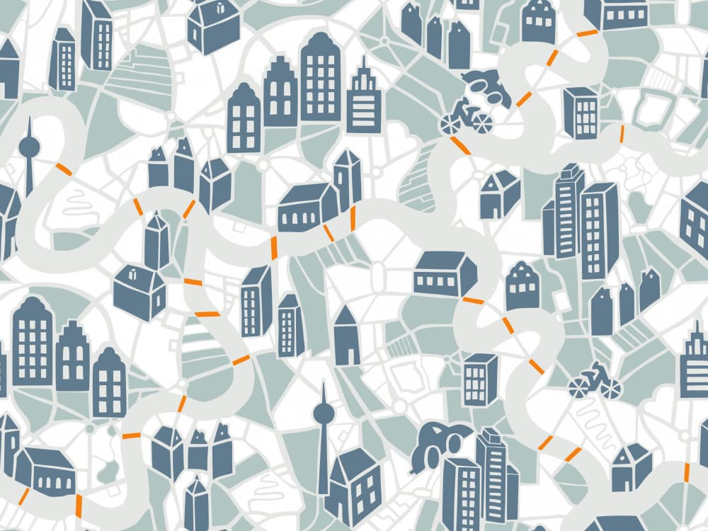 Berlin City Bike Map by Annick — canvas wall art