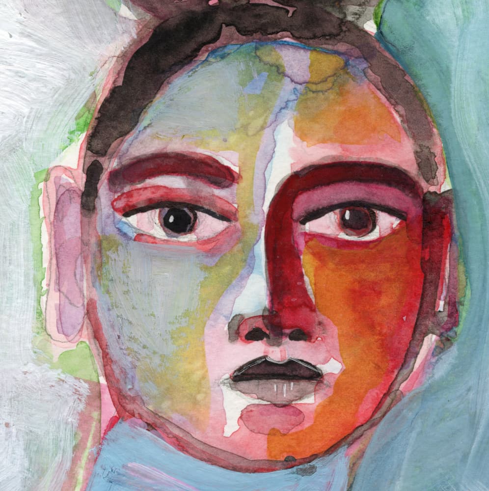 Colorful Abstract Face by Sharyn Bursic — canvas wall art