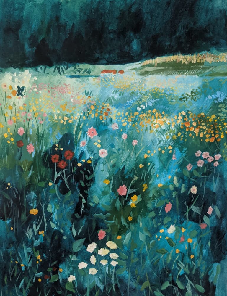 Vibrant Wildflower Meadow by Claire Whitehead — canvas wall art
