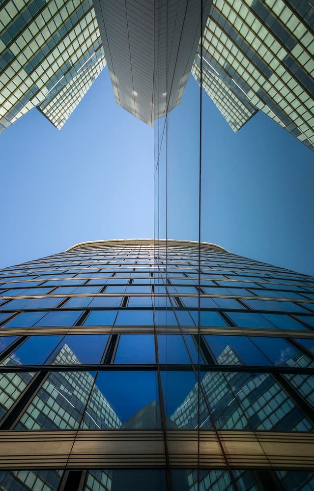Modern Skyscraper Reflections by Jef Van den Houte — canvas wall art