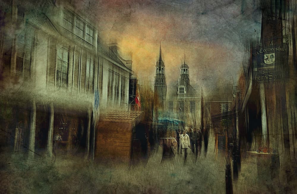 Dreamy City Street by Jan van der Linden — canvas wall art