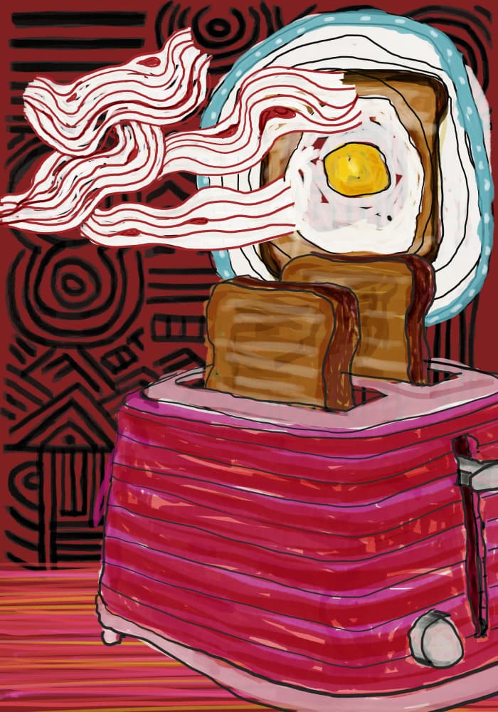 Vibrant Breakfast Toaster by XHOZUCAN — canvas wall art