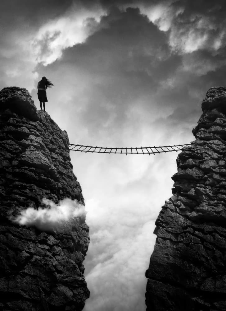 Woman Contemplating Chasm by Hari Sulistiawan — canvas wall art