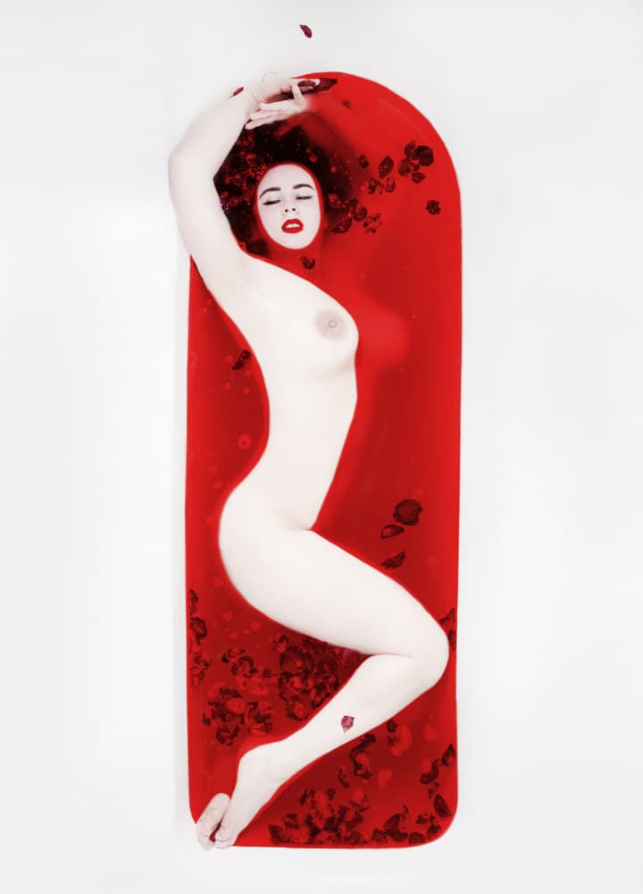 Crimson Bath Beauty by Ruslan Kolodenskiy — canvas wall art