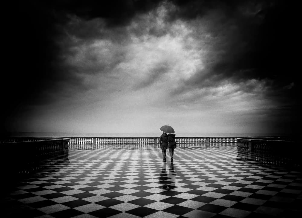 Seaside Romance in Rain by Claudio Moretti — canvas wall art