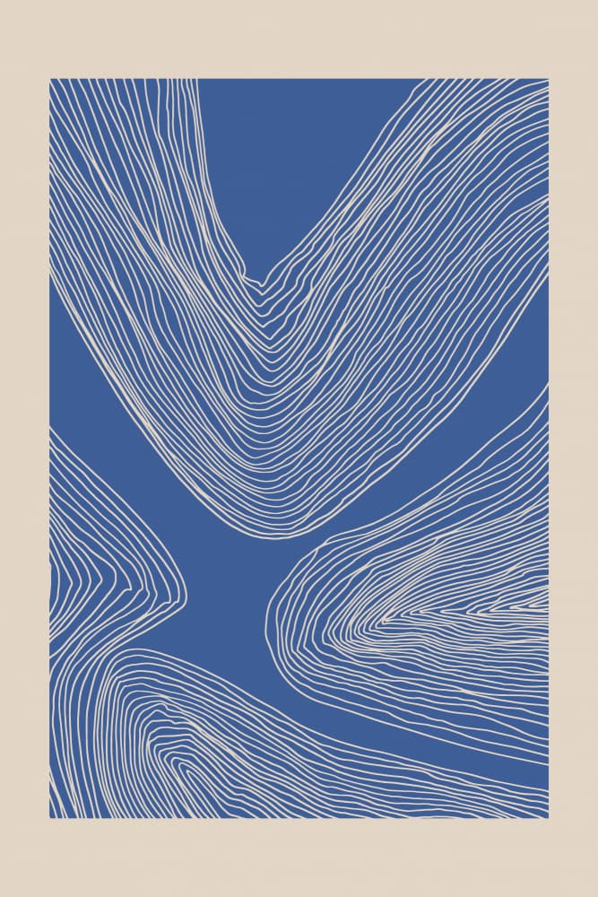 Blue Flowing Lines by Melloi Art Prints — canvas wall art