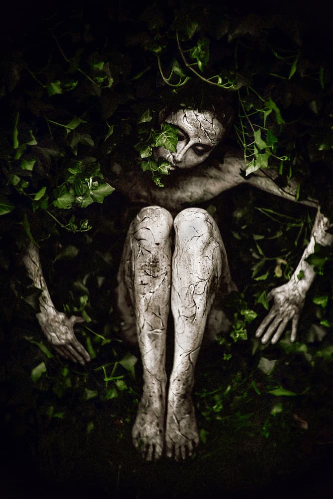 Ivy Clad Stone Figure by Ruslan Bolgov — canvas wall art