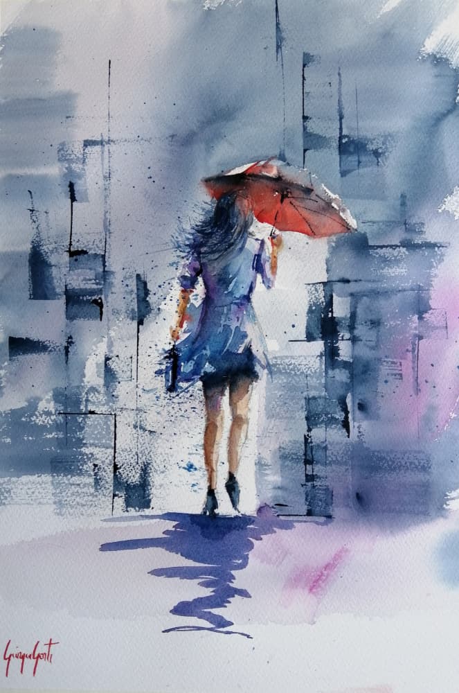 Woman With Red Umbrella by Giorgio Gosti — canvas wall art