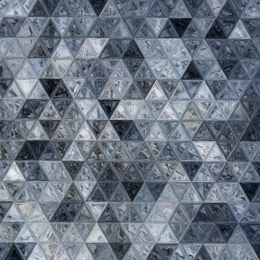 Blue Grey Crystal Triangles by Justyna Jaszke — canvas wall art