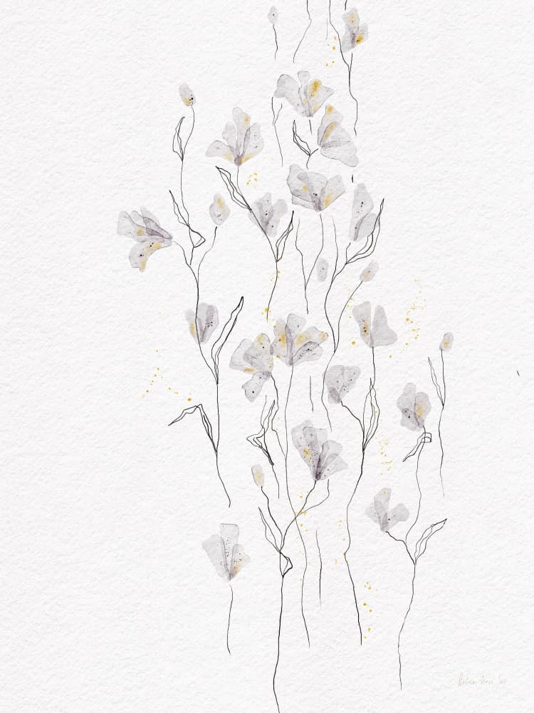 Delicate Gold Flowers by Ankie Kooi — canvas wall art