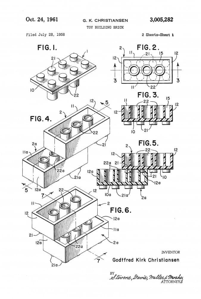 Building Brick Patent by Florent Bodart — canvas wall art