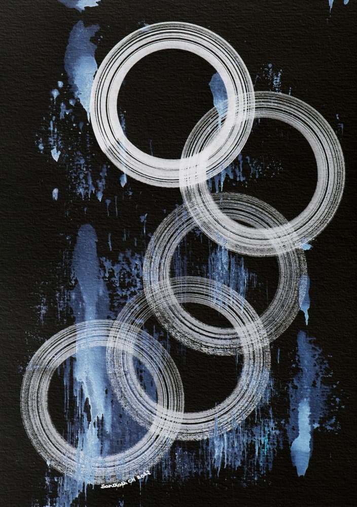 Abstract Blue Rings by Santhosh ch — canvas wall art