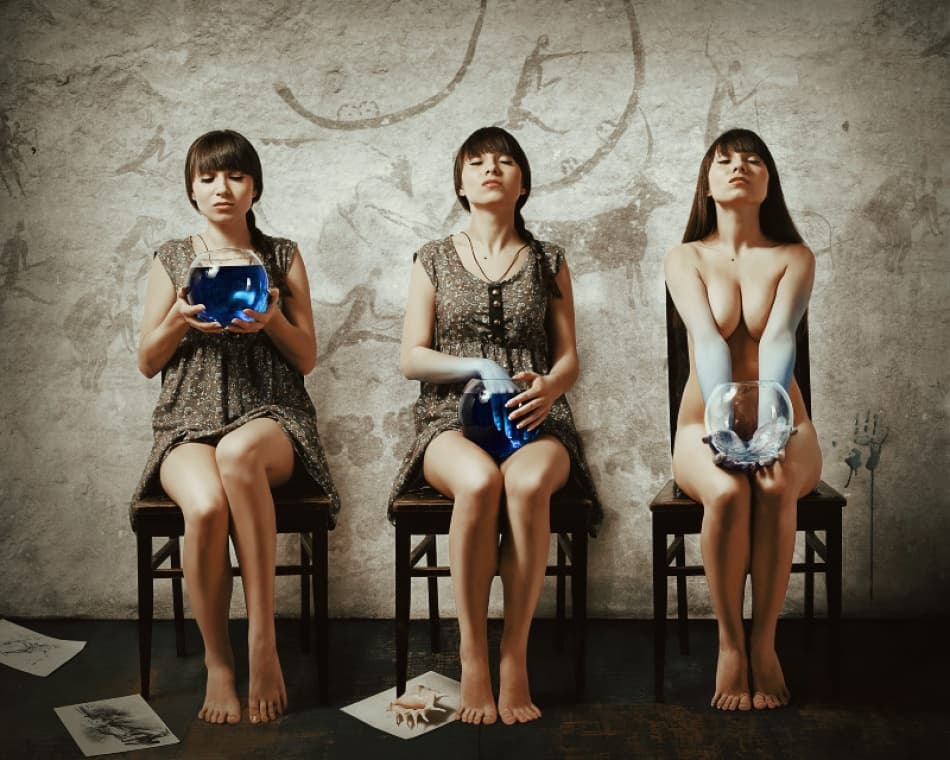 Three Contemplative Women by igor_voloshin — canvas wall art