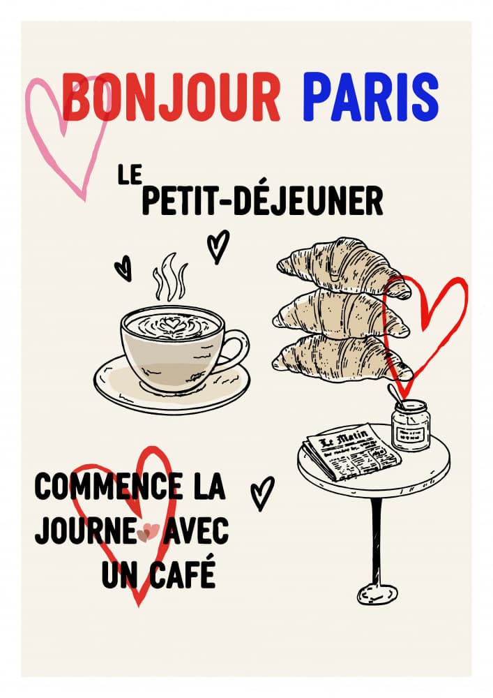 Bonjour Paris Breakfast by casa cartissi — canvas wall art