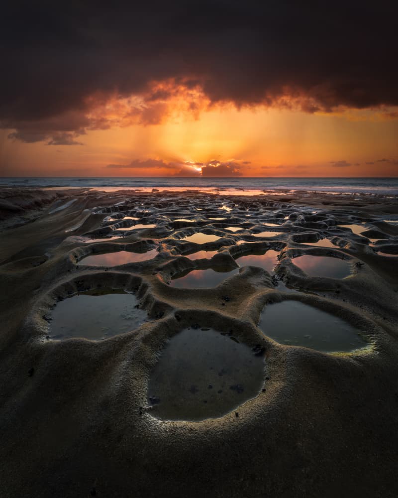 Golden Tidal Pools Sunset by Ken Fong — canvas wall art