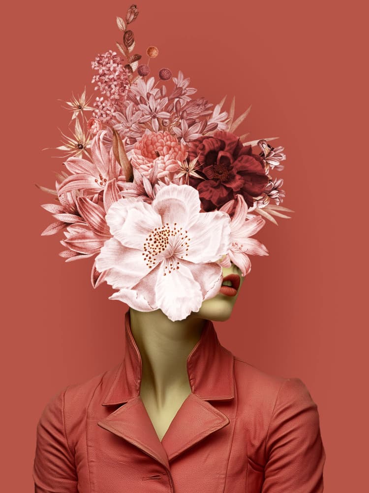 Elegant Floral Portrait by Marja van den Hurk — canvas wall art