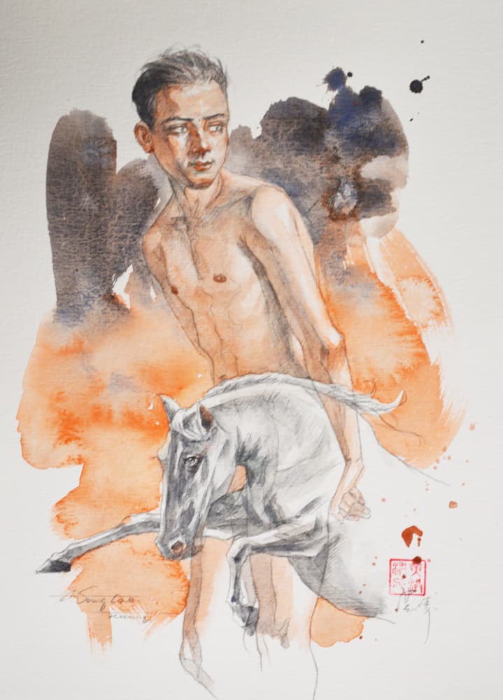 Young Man Horse Dream by Hongtao Huang — canvas wall art