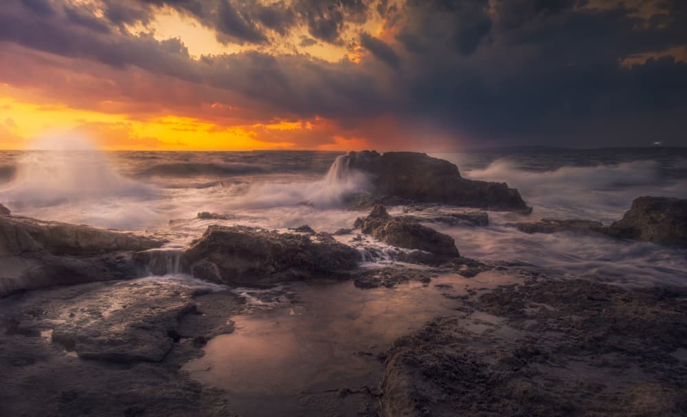 Dramatic Ocean Sunset by joanaduenas — canvas wall art