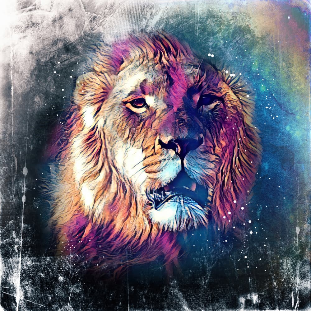 Vibrant Abstract Lion by Rafal Kulik — canvas wall art