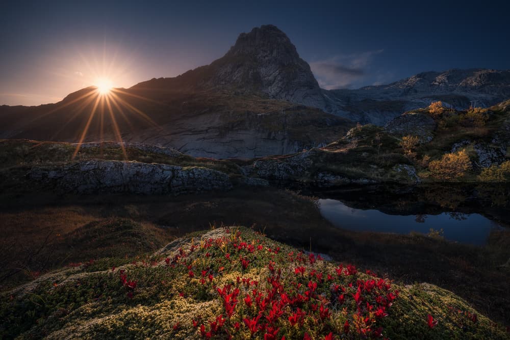 Golden Hour Mountain Lake by Carlos F. Turienzo — canvas wall art