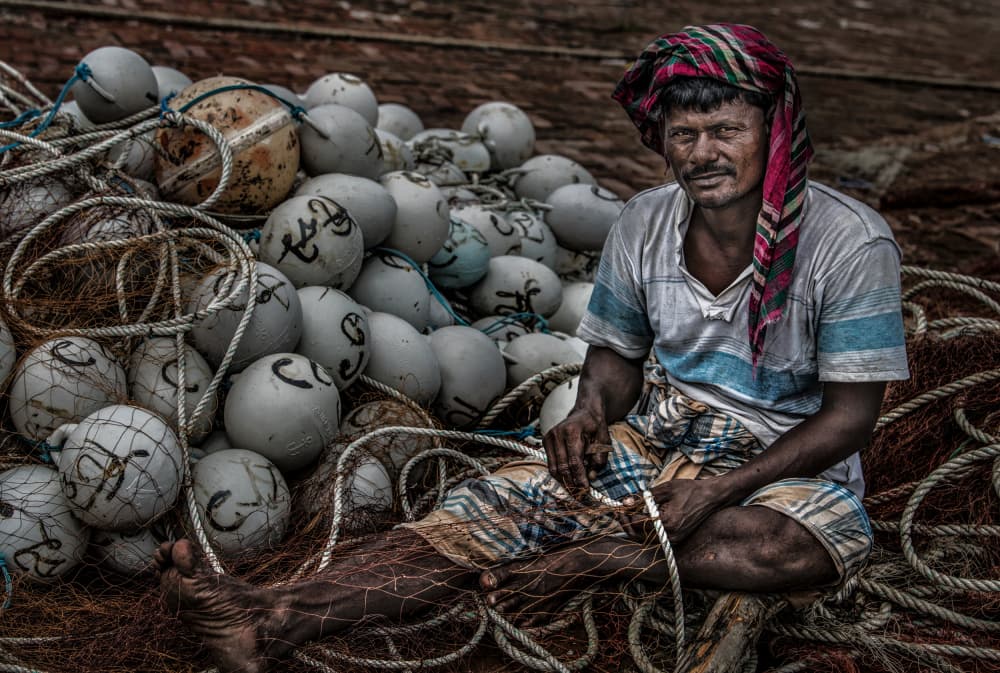 Fisherman and His Nets by Joxe Inazio Kuesta Garmendia — canvas wall art