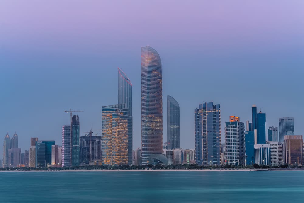Serene City Skyline Dusk by Mohamed Kazzaz — canvas wall art