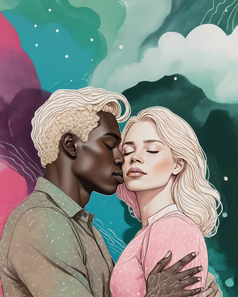 Loving Couple Embrace by Uma Gokhale — canvas wall art