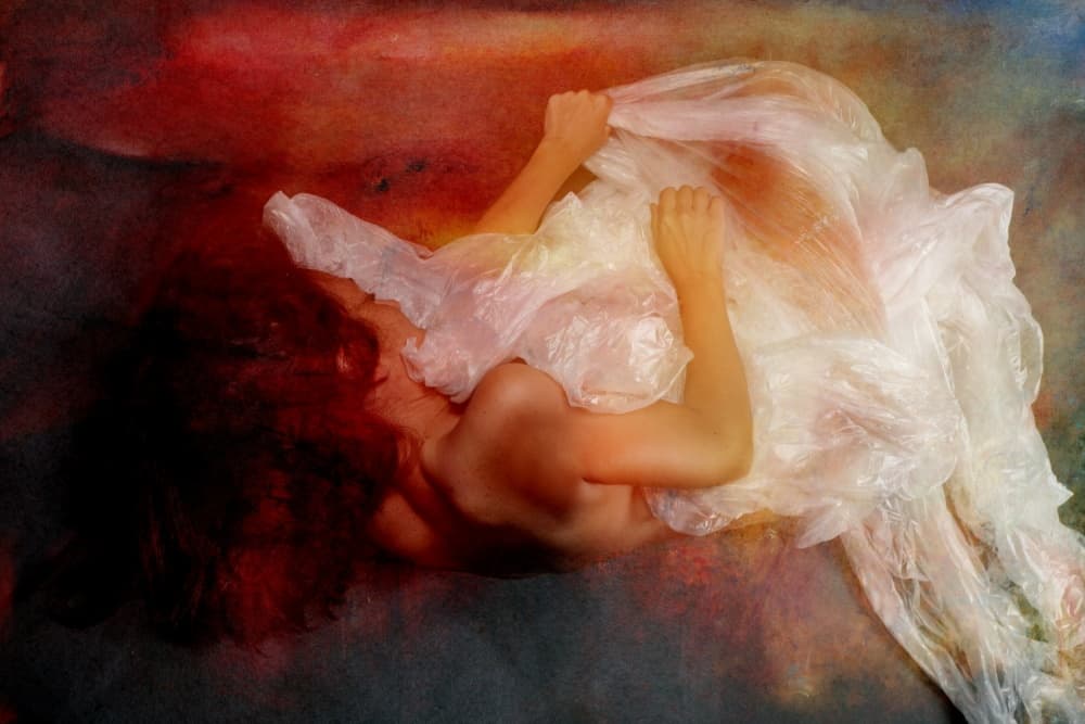 Red Plastic Woman by Olga Mest — canvas wall art
