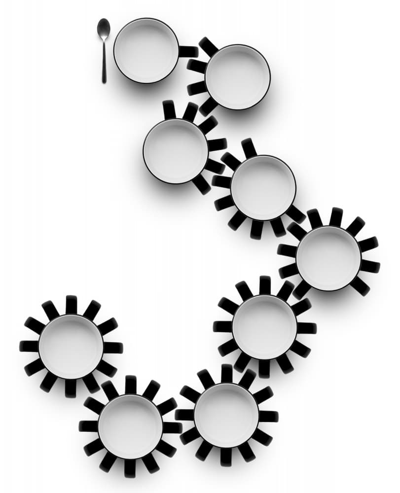 Monochrome Dining Gears by Wieteke de Kogel — canvas wall art
